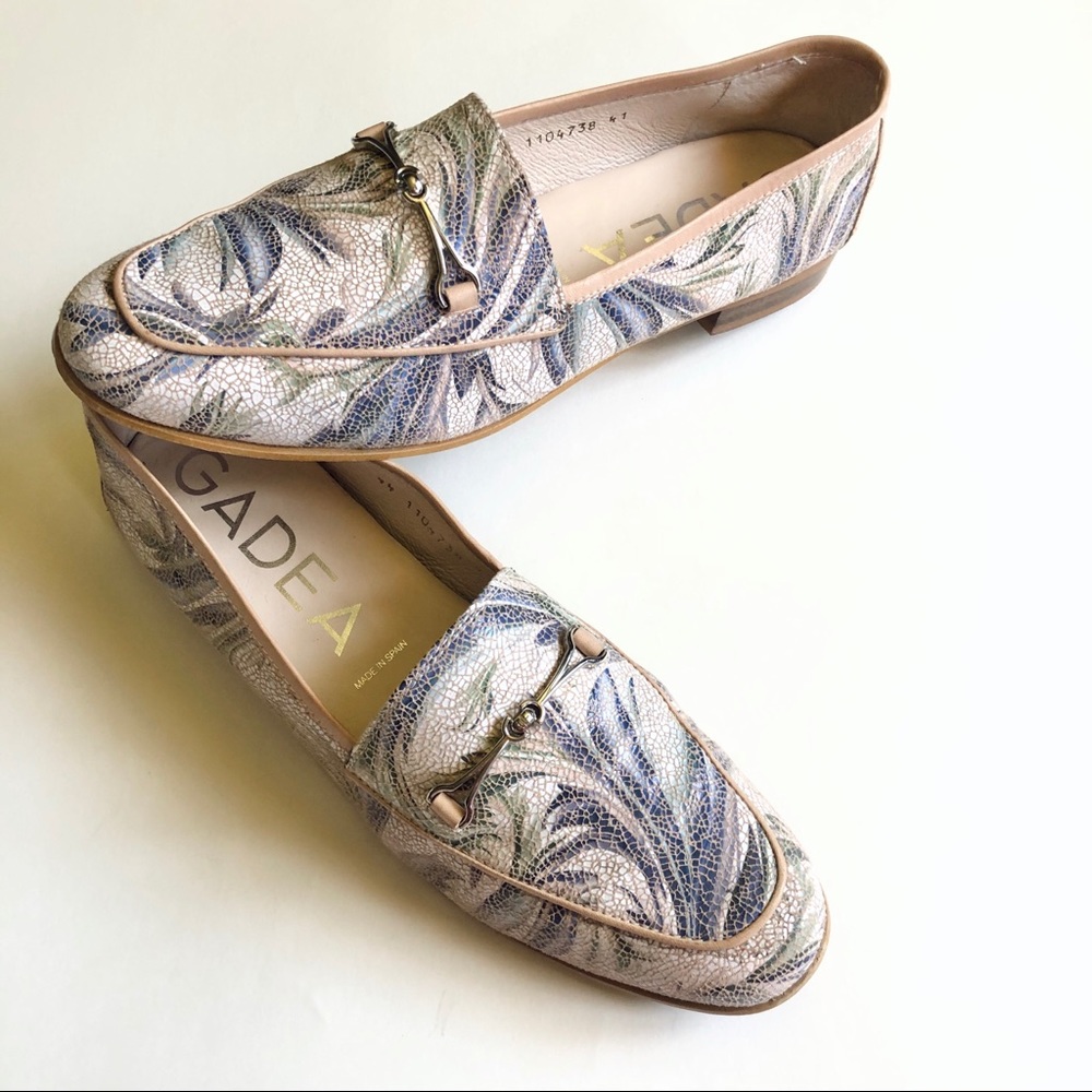 Gadea Silver Buckles Pastel Faux Leather Loafers